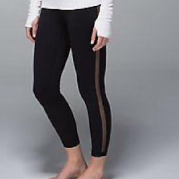 Lululemon Mesh Stripe Leggings 6 Black 